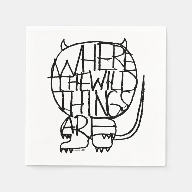 Serviette En Papier Où sont les monstres | Croquis de monstre (Devant)