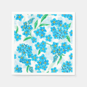 Serviette En Papier Oubliez-moi pas les fleurs d'aquarelle