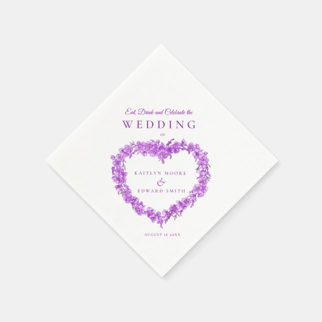 Serviette En Papier Oubliez-moi pas mariage d'art violet blanc coutume (Coin)