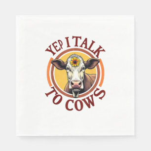 Serviette En Papier Oui Je Parle Aux Vaches Drôle Vintage Producteur V