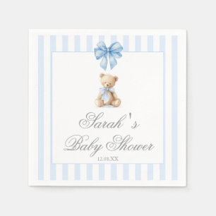 Serviette En Papier Ours à rayures bleues Baby Shower