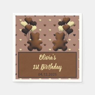 Serviette En Papier Ours au chocolat mignon serviettes d'anniversaire