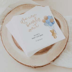 Serviette En Papier Ours avec Bleu et Ballons Tan