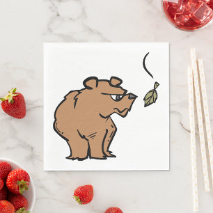 Serviette En Papier Ours Brown avec chute de la feuille d'automne joli