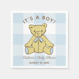 Serviette En Papier Ours de garçon de baby shower avec le nom et la