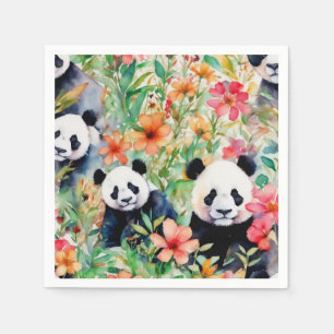 Serviette En Papier Ours de panda aquarelle