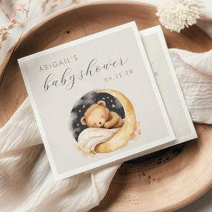 Serviette En Papier Ours en aquarelle mignon au-dessus de la lune Baby