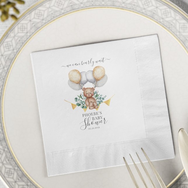 Serviette En Papier Ours en eucalyptus attend avec impatience la Baby  (Créateur téléchargé)