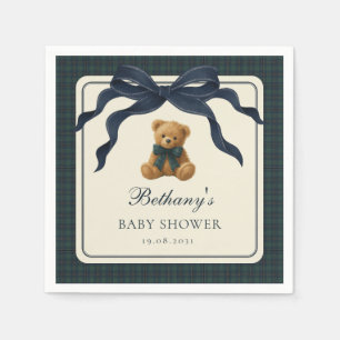 Serviette En Papier Ours en peluche à carreaux Polo vintage avec nœud