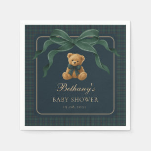 Serviette En Papier Ours en peluche à carreaux tartan vintage avec noe