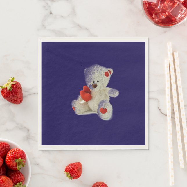 Serviette En Papier Ours en peluche blanc (En situation)