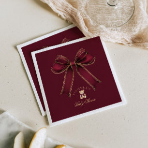 Serviette En Papier Ours en peluche de luxe pour Baby Shower avec un n