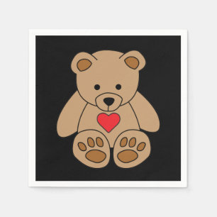 Serviette En Papier Ours en peluche marron coeur Saint-Valentin Je t'a