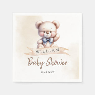 Serviette En Papier Ours en peluche mignon Baby Shower Aquarelle Perso
