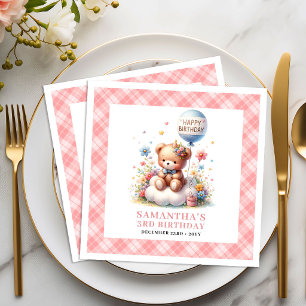 Serviette En Papier Ours en peluche rêveur ballon flush floral anniver