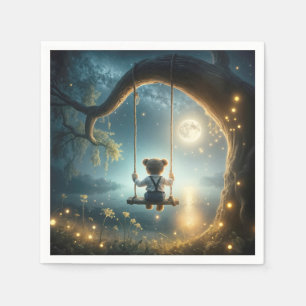 Serviette En Papier Ours En Teddy Sur Un Arbre Qui Sourse Avec Des luc