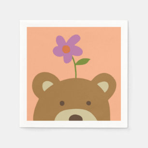 Serviette En Papier Ours et fleur