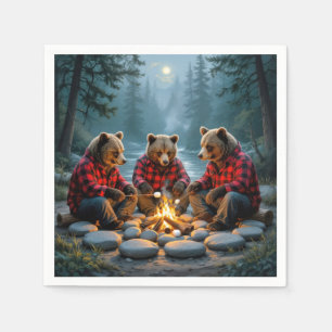 Serviette En Papier Ours Griller Marshmallows