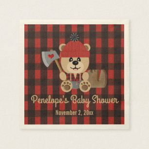 Serviette En Papier Ours Lumberjack Wilderness Baby shower à thème