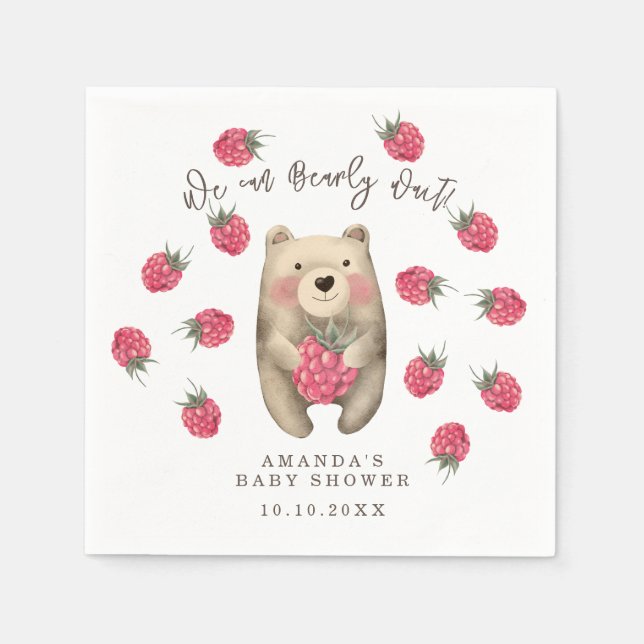 Serviette En Papier Ours - on peut attendre baby shower (Devant)