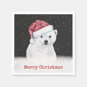 Serviette En Papier Ours Polaire Dans Les Snowflakes