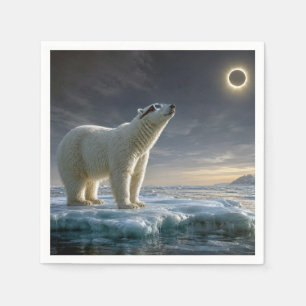 Serviette En Papier Ours polaire regardant l'éclipse solaire totale