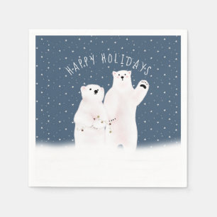 Serviette En Papier Ours Polaires De Noël Sur Étoiles