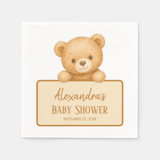 Serviette En Papier Ourson Brun Mignon Fête de Naissance Mixte