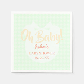 Serviette en papier ourson ruban vert clair pour B