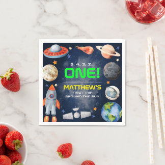 Serviette En Papier Outer Space First Birthday
