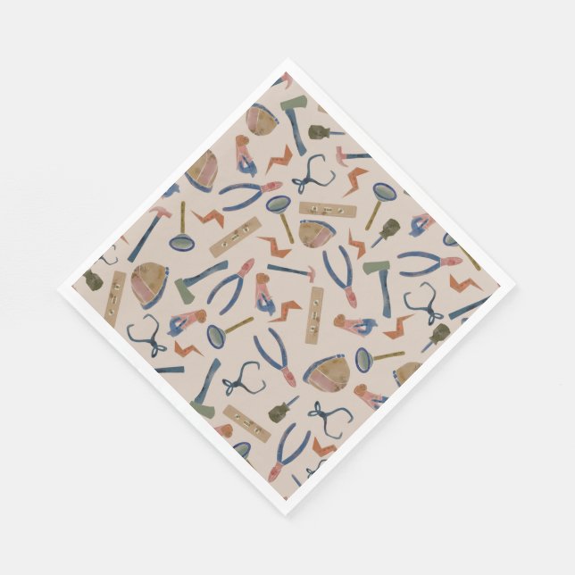 Serviette En Papier Outils de construction d'aquarelle couleur mignonn (Coin)