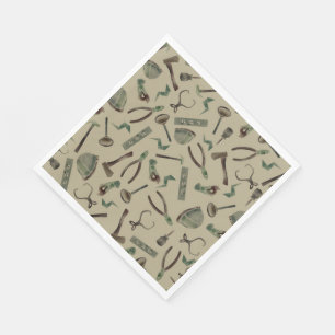 Serviette En Papier Outils de construction de l'Aquarelle verte de l'A