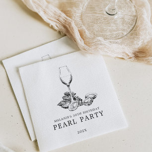 Serviette En Papier Oyster Pearl Party Noir et blanc