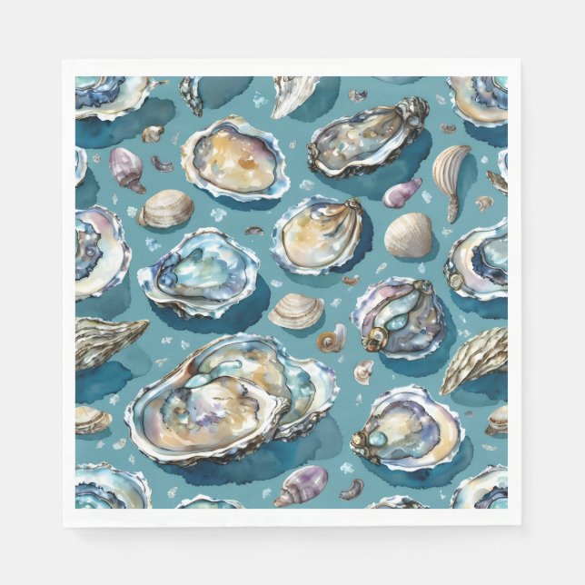 Serviette En Papier Oysters Clams Motif (Devant)