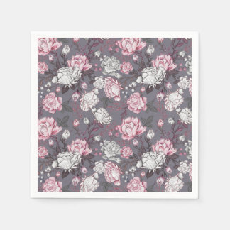 Serviette En Papier Padrão Floral com Rosas e Peônias
