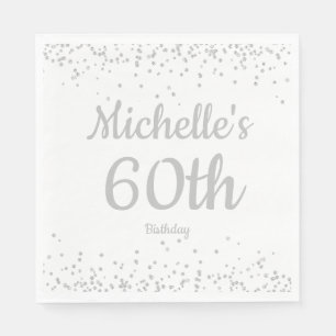 Serviette En Papier Pailleté Argenté Blanc Femme 60 ans