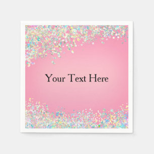 Serviette En Papier Pailleté holographique rose vierge