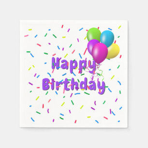 Serviette En Papier Paillettes d'anniversaire avec ballons
