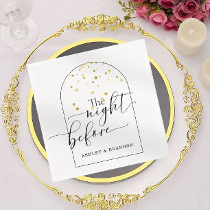 Serviette En Papier Paillettes d'or Minimal Script La Nuit Avant