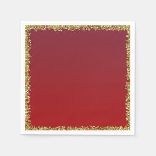 Serviette En Papier Paillettes dorées teintées de rouge, glamour scint