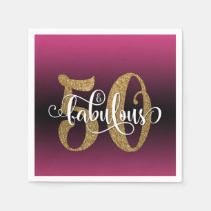 Serviette En Papier Paillettes et écriture 50 et Fabuleuse, Anniversai