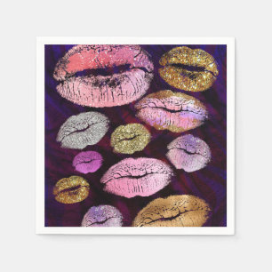 Serviette En Papier Paillettes Étincelantes Baiser Lèvres Beauté Maqui