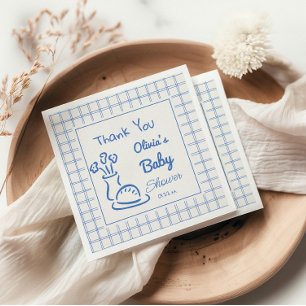 Serviette En Papier Pain Bleu À La Main Dans Le Four Bébé Garçon Douch