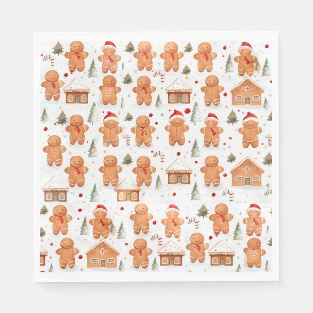 Serviette En Papier Pain d'épices de Noël Homme et Maison (Devant)