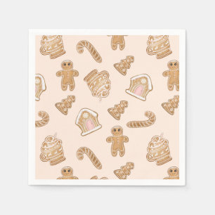 Serviette En Papier Pain d'épices rose doux motif de Noël