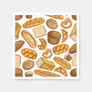 Serviette En Papier Pain et pâtisserie, boulangerie Motif carrelé