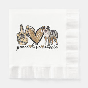 Serviette En Papier Paix, Amour, Aussie, Chien berger australien, Anim