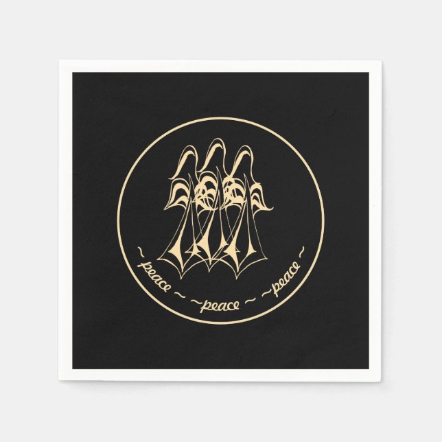 Serviette En Papier Paix ! Angel Black Gold (Devant)