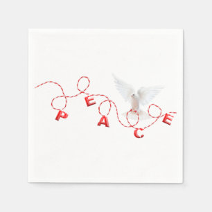 Serviette En Papier Paix de Noël avec la colombe blanche