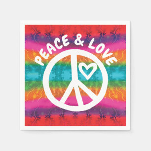 Serviette En Papier Paix et amour Tie Dye Stripes